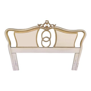 1970s Vintage Cream Colored and Vintage Finished French Provincial Queen Size Headboard For Sale