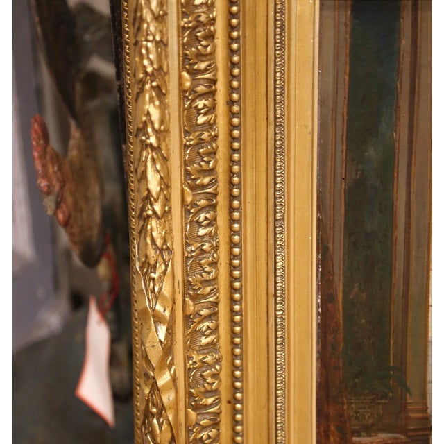 Pink 19th C. Genre Oil on Canvas Painting in Giltwood Frame Signed Amédée Greux For Sale - Image 8 of 11
