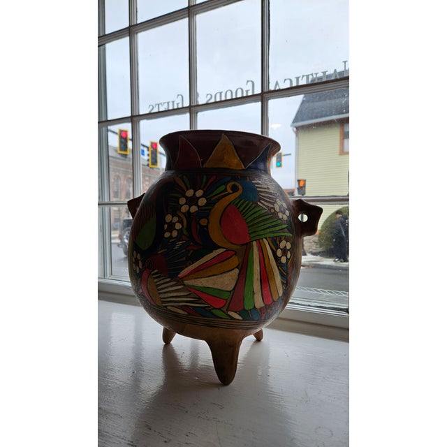 Ceramic Mexican Talavera Pottery Footed Planter For Sale - Image 7 of 8