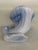 White Akro Agate Blue Slag Glass Cornucopia Horn Small Vase Candle Holder For Sale - Image 8 of 11