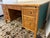 Vintage Solid Oak Pedestal Desk With Drawers For Sale - Image 4 of 11