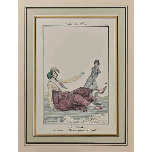 La Chute is an Original Etching Hand Watercolored series "Costumes Parisiens" published in 1797 by the Journald des Dames...