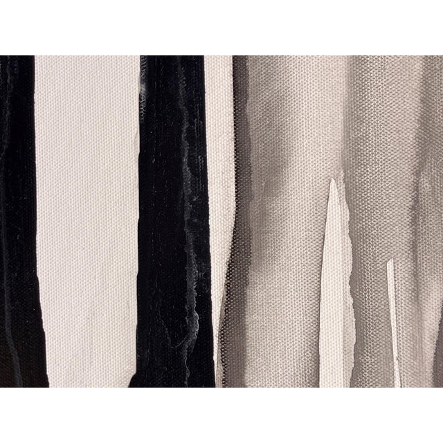 Early 21st Century Southern Sea by Sara Melzer | Ink on Canvas Abstract depiction of dark and light vertical lines. For Sale - Image 5 of 5