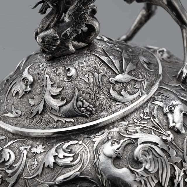 Antique Italian Silver Three Piece Tea Set by G.Accarisi, 1890, Set of 3 For Sale - Image 11 of 18