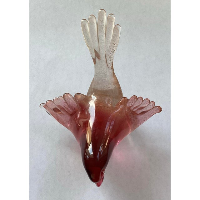 Murano Red With Gold Flakes Bird Attraction to Barbini For Sale In Dallas - Image 6 of 12