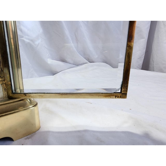 Antique French H&h Crystal 8-Day Regulator Clock - Gilt Brass & Beveled Glass For Sale - Image 9 of 12