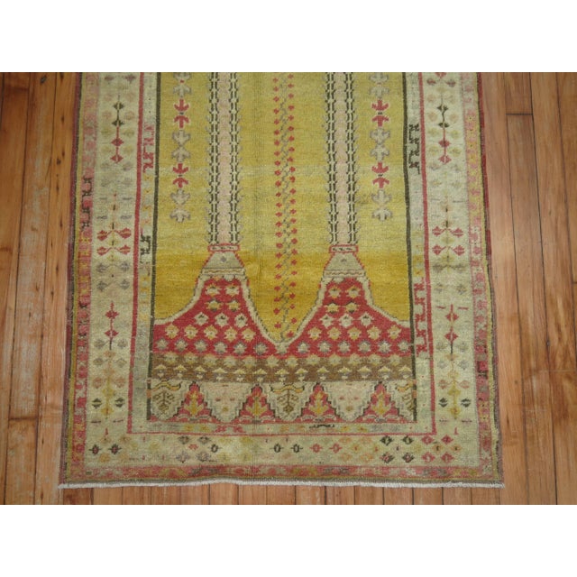 Early 20th Century Antique Turkish Yellow Prayer Scrolle Niche Rug For Sale In New York - Image 6 of 6