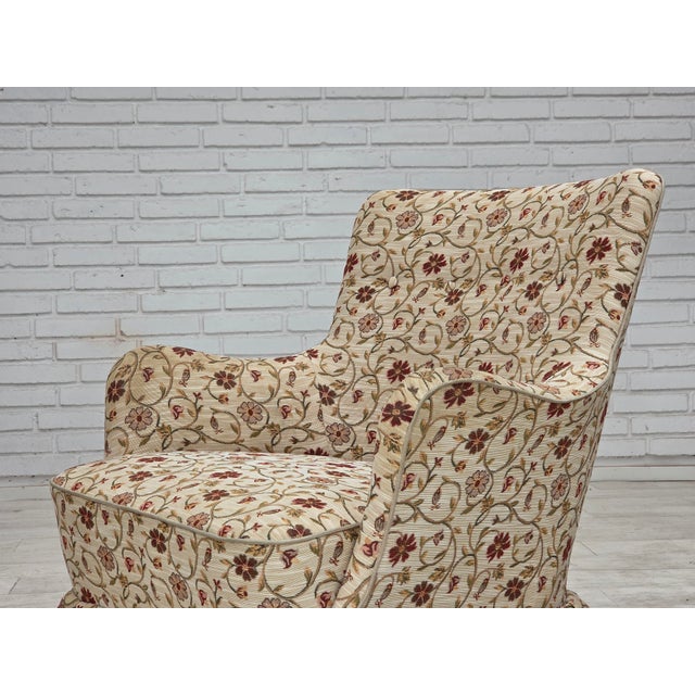 Danish Armchair in Jacquard Fabric and Ash Legs, 1970s For Sale - Image 14 of 18