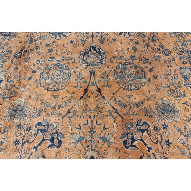 Late 19th Century Authentic 19th Century Persian Kirman Handmade Wool Carpet For Sale - Image 5 of 9