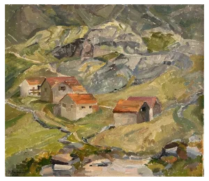 Berthe Dubois, Mountain Village, 1946, Oil on Canvas