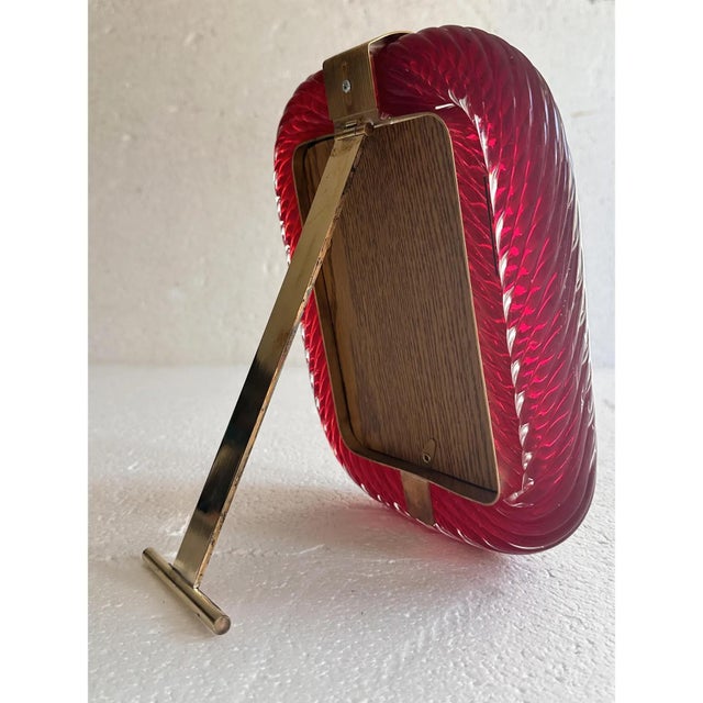 Venetian Red Torchon Murano Glass Picture Frame by Simoeng For Sale - Image 4 of 7