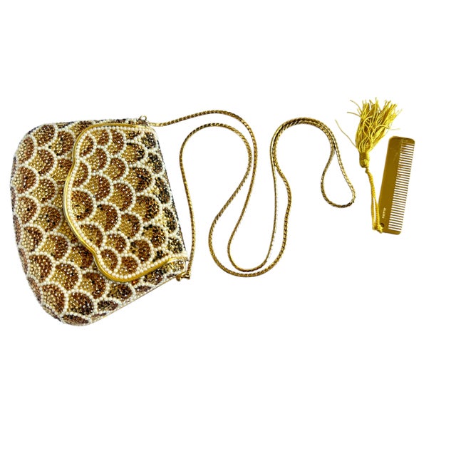 1990s 70s Judith Leiber Pearl Scallops Carry Secrets Crystal Shoulder Evening Bag Vintage For Sale - Image 5 of 13
