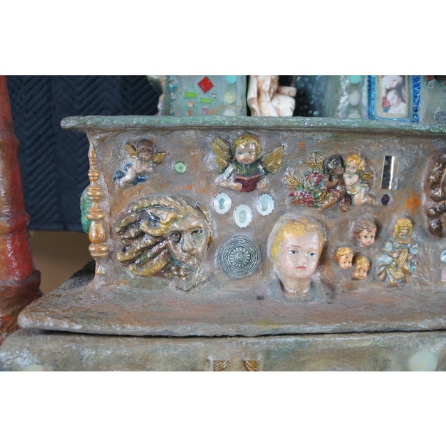 1990s Ann Ruff Large Figural Tiered Folk Art Sculpture Altar Church Shrine Statue 91" For Sale - Image 18 of 18