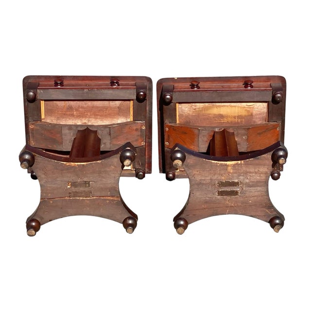 Antique Pair of Classical Mahogany Side Tables / Nightstands Sofa Table Set For Sale - Image 12 of 12