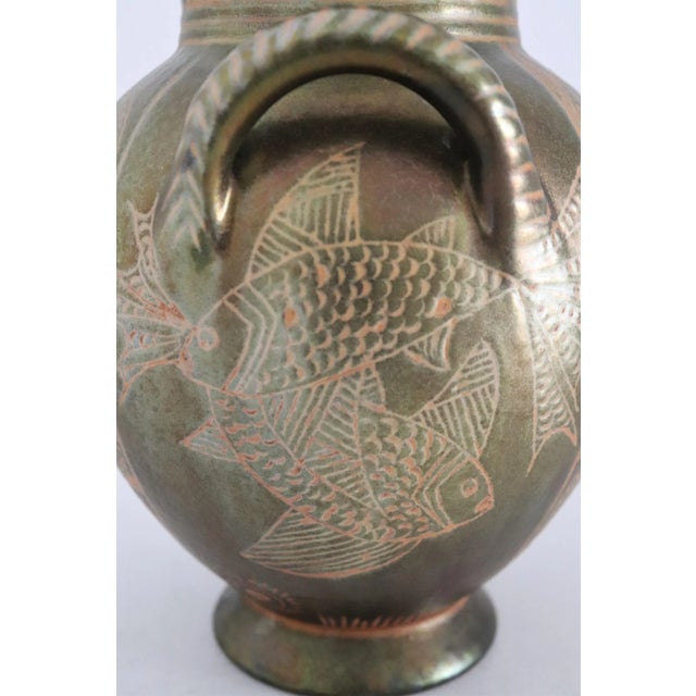 1950s Italian Hand Painted Glazed Ceramic Vase by Riccardo Gatti, 1950s For Sale - Image 5 of 18