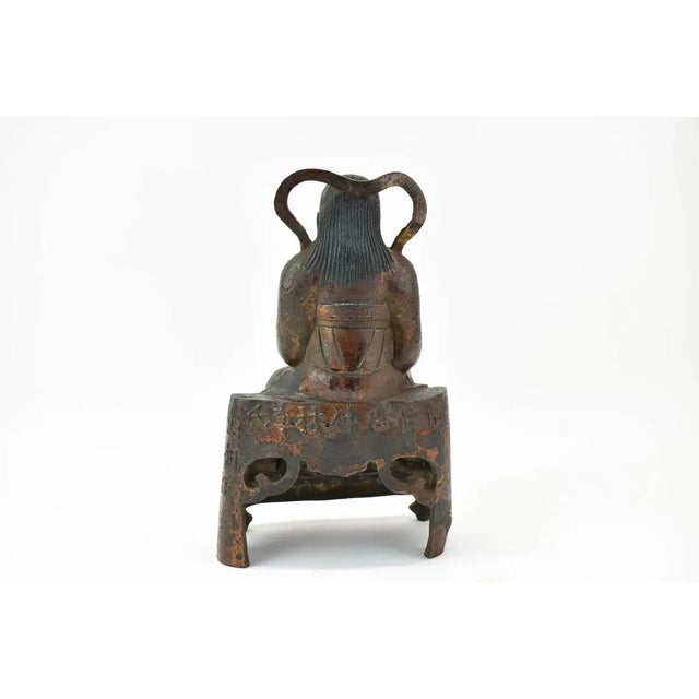 Rare Antique 18th Century Chinese Lacquered Cast Iron Sculpture of Zhenwu Statue For Sale - Image 9 of 14