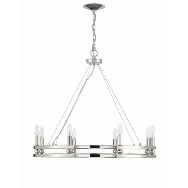 Ashland 8-Light Statement Round Nickel Chandelier For Sale - Image 9 of 9