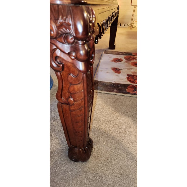 Asian Rosewood Coffee Table With Glass Top For Sale - Image 9 of 9