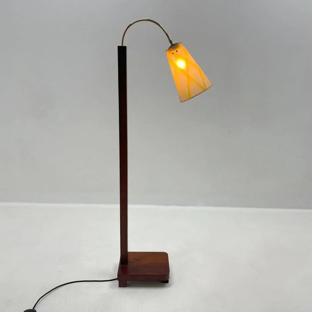 Wood & Brass Floor Lamp, Germany, 1950s For Sale - Image 9 of 11