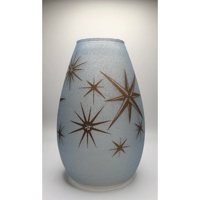 1950s Mid Century Atomic Star Frosted Vase by Bartlett-Collins For Sale - Image 5 of 9