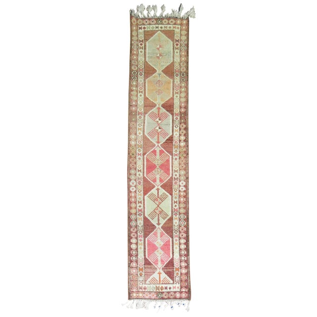 Full pile Turkish runner from the middle of the 20th century. 2'8'' x 12'2''