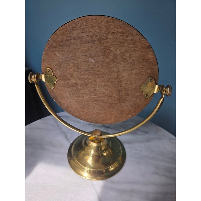 Metal Vintage Brass Tabletop Vanity Adjustable Mirror For Sale - Image 7 of 11