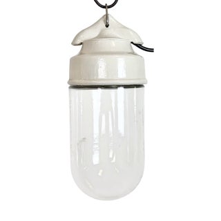 Vintage White Porcelain Pendant Light, 1970s For Sale
