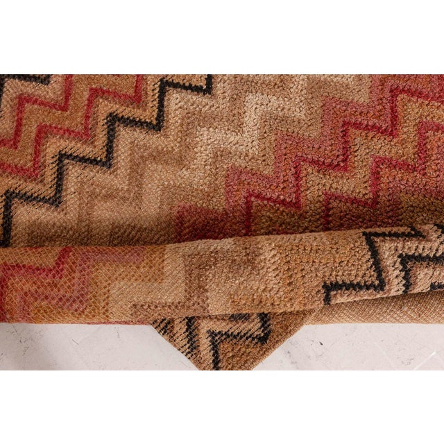 1950s Doris Leslie Blau Scandinavian Mid-Century Abstract Warm Tan Rug Half Pile For Sale - Image 5 of 8