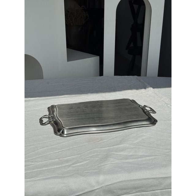 1980s Silver Stainless Steel Serving Tray by Guy Degrenne, 1980s For Sale - Image 5 of 15