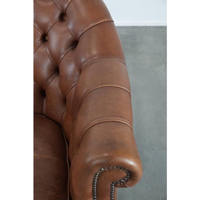 Brown Chesterfield Club Chair in Leather For Sale - Image 8 of 14