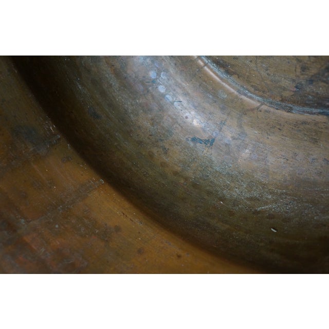 Antique Hammered Copper Cauldron Cook Pot Kettle With Iron Handles For Sale - Image 10 of 12