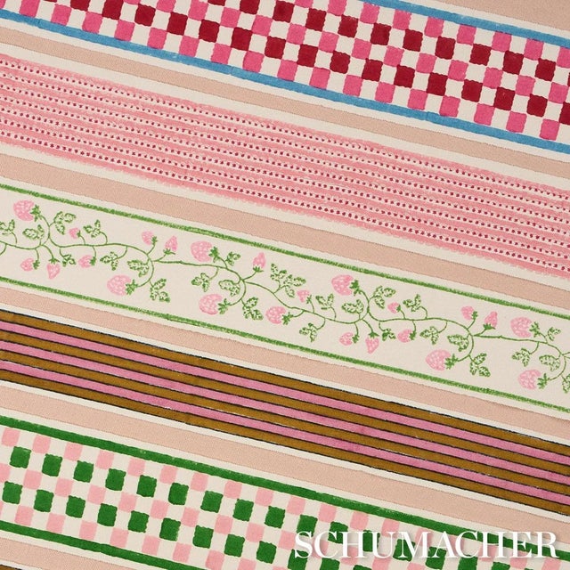 Schumacher SAMPLE - Schumacher x Molly Mahon Chequer Hand Block Trim In Pink For Sale - Image 4 of 5