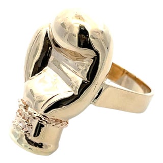 Vintage 14k Yellow Gold Boxing Glove Ring, Size 8.25 For Sale