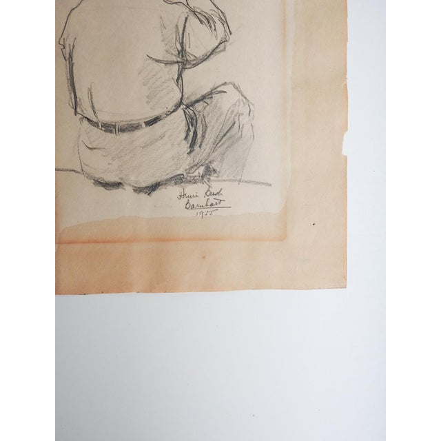 Mid-Century Modern 1955 Man With Binoculars Drawing For Sale - Image 3 of 5