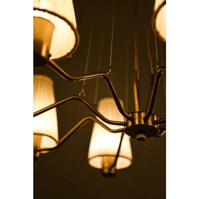 Brass and Fabric Chandelier by Hans Bergström for Asea, 1950s For Sale - Image 11 of 14