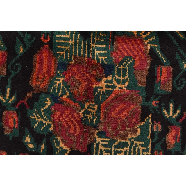 Textile Vintage Afshar Rug 5'4'' X 8'3'' Black Wool Traditional Hand-Knotted Carpet For Sale - Image 7 of 15