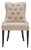 19''H Linen Tufted Chair in Nickel nailheads in Antique Gold & Espresso For Sale