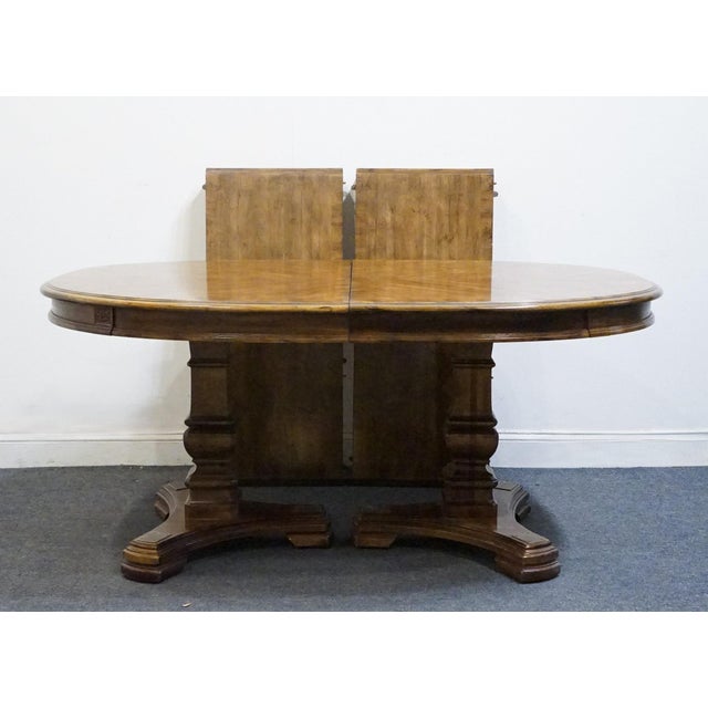 Wood Bernhardt Furniture Walnut French Provincial 100" Oval Double Pedestal Dining Table For Sale - Image 7 of 12