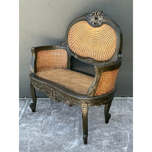 Wood Vintage Paradigm Cane Settee For Sale - Image 7 of 12