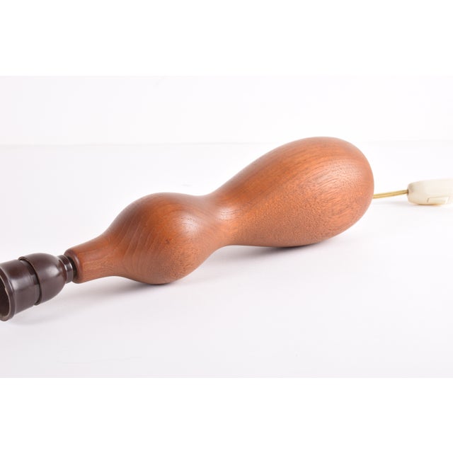 1960s Mid-Century Modern Scandinavian Teak Table Lamp with Shade, 1960s For Sale - Image 5 of 9