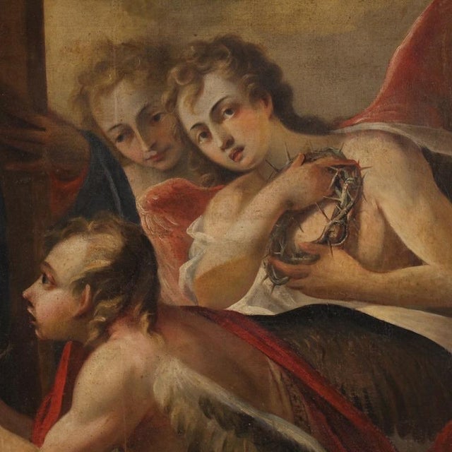 Italian Artist, Madonna of Sorrows with Angels, 1680, Oil on Canvas For Sale - Image 7 of 16