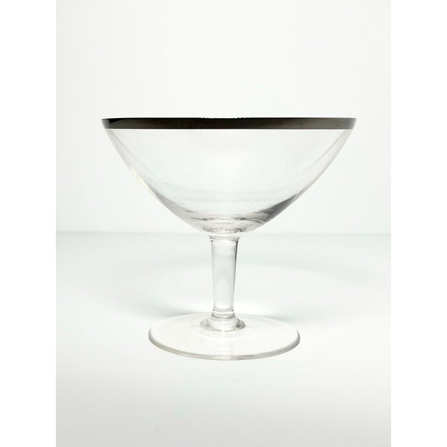 1960s American Silver Rim Coupe Champagne Glasses - Set of 7 For Sale - Image 4 of 6