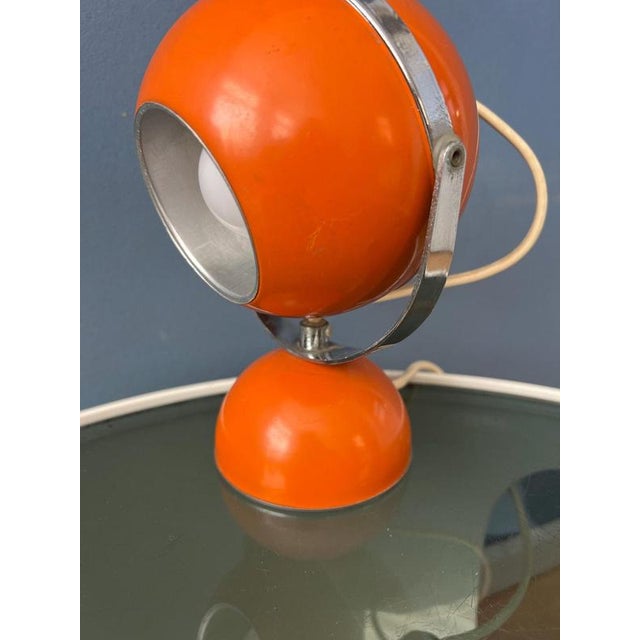 Mid-Century Space Age Orange Eyeball Table Lamp For Sale - Image 10 of 11