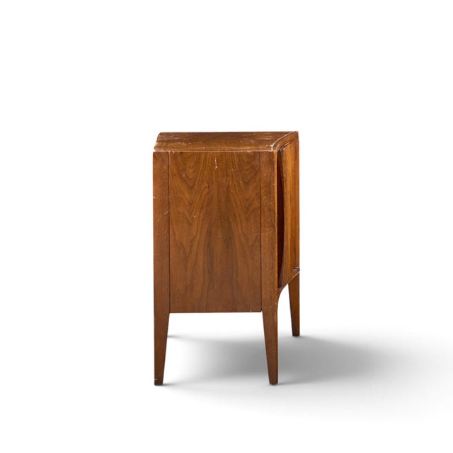 Mid 20th Century Unagusta Mid Century Walnut Curved Nightstands - Pair For Sale - Image 5 of 12