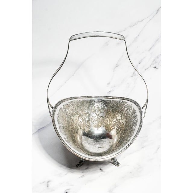 Silver Lovely Antique Wilcox Silverplate Fruit Basket Ornate Footed Centerpiece With Handle Traditional Home Decor For Sale - Image 8 of 17