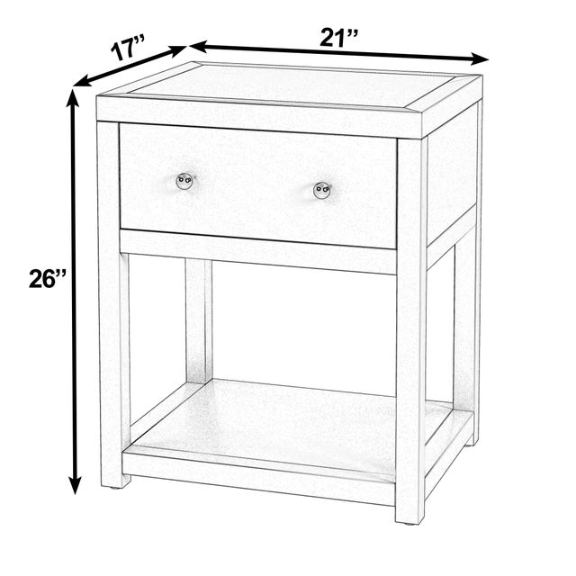 Transitional Nora 21 in. W Rectangular Wood 1 Drawer Small Nightstand with Lower Open Shelf, Textured White For Sale - Image 3 of 8