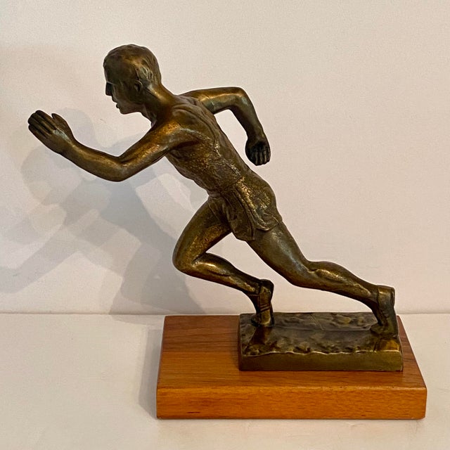 Art Deco Style 1950s Bronze Track and Field Runner Trophy For Sale - Image 4 of 16