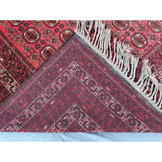 Coral Turkmen Bokhara Hand-Knotted Wool Rug - 7'2" X 9'8" For Sale - Image 11 of 11