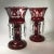 Ruby Red Vintage Bohemian Ruby to Clear Etched Glass Lusters - a Pair For Sale - Image 8 of 12
