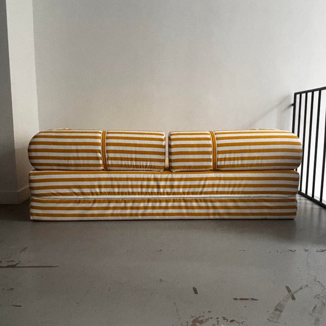 Ikea Vintage Yellow and White Sofa Bed from Ikea, 1980 For Sale - Image 4 of 10